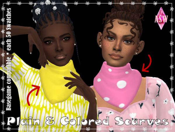 Maxis Match Plain Colored Scarves by simsfinds - The Sims 4 Custom Content