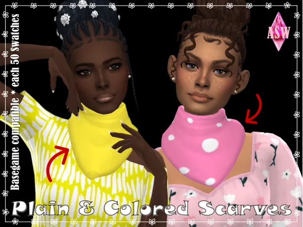 Maxis Match Plain Colored Scarves by Annett's Sims 4 Welt ASW - The Sims 4 Custom Content