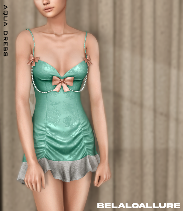 Alpha Aqua Dress by simsfinds - The Sims 4 Custom Content