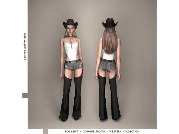 Alpha Bodysuit Cowgirl Pants Western Collection - The Sims 4 Custom Content
