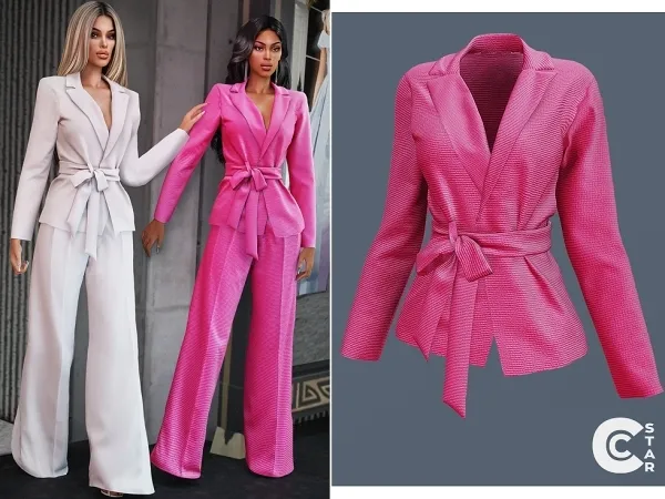 Alpha Crossed Blazer with Belt cool_content_star by cool_content_star - The Sims 4 custom content