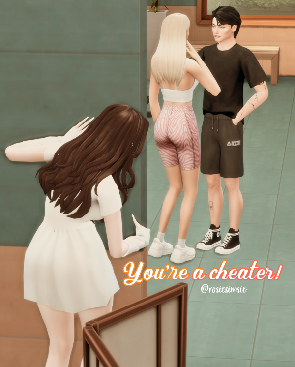 Maxis Match POSEPACK You're a cheater by simsfinds - The Sims 4 Custom Content