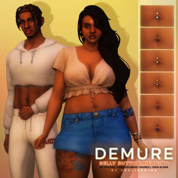 Maxis Match DEMURE Belly Button Piercing by simsfinds - The Sims 4 Custom Content
