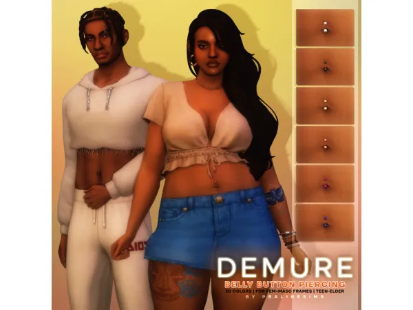 DEMURE Belly Button Piercing by pralinesims