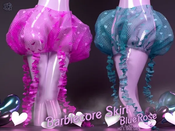 Alpha Barbiecore Skirt Bluerose - The Sims 4 Custom Content
