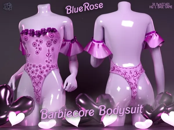 Alpha Barbiecore Bodysuit Bluerose by bluerose-sims - The Sims 4 Custom Content