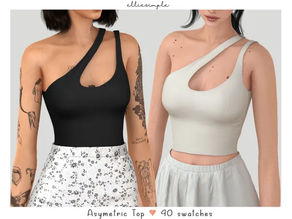 Alpha elliesimple asymetric top by elliesimple - The Sims 4 Custom Content