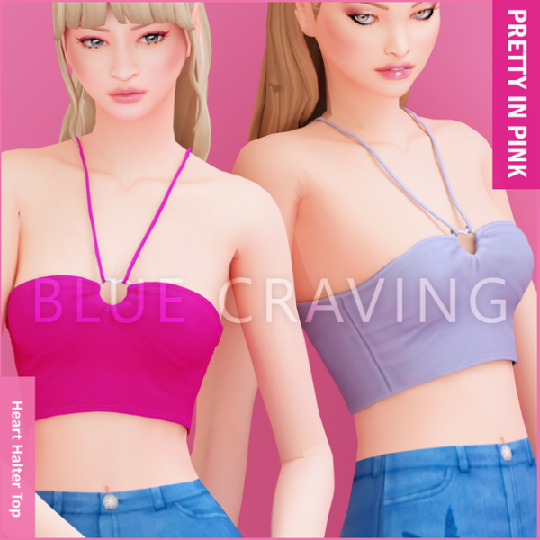 Alpha Blue Craving Heart Halter Top by bluecraving - The Sims 4 Custom Content
