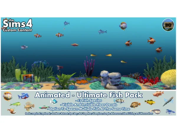 Mix New Mod Animated Ultimate Fish Pack by simsfinds - The Sims 4 Custom Content