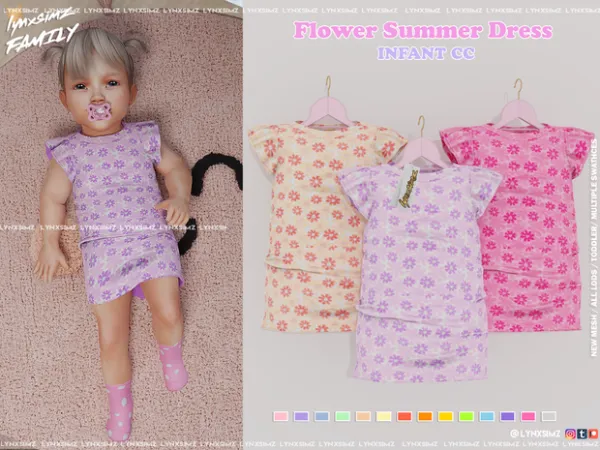 Alpha Flower Summer Dress Infant by simsfinds - The Sims 4 Custom Content