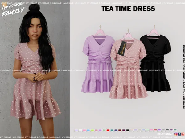 Alpha Tea Time Dress Child by lynxsimzfamily - The Sims 4 Custom Content