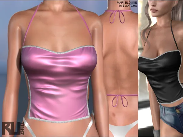 Alpha Mari Blouse by ruchellsims - The Sims 4 Custom Content