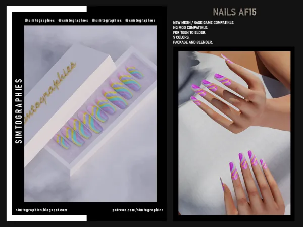Alpha Nails AF15 - The Sims 4 Custom Content
