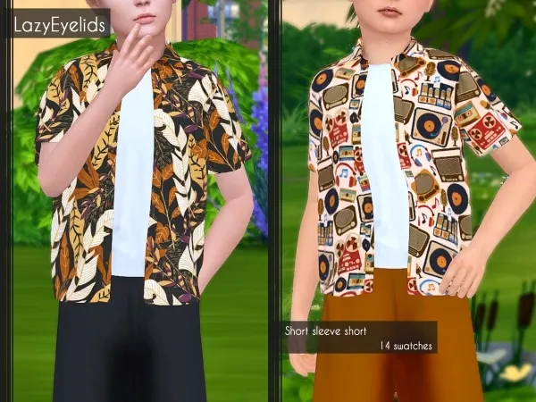 Alpha Short sleeve shirt by lazyeyelids - The Sims 4 Custom Content