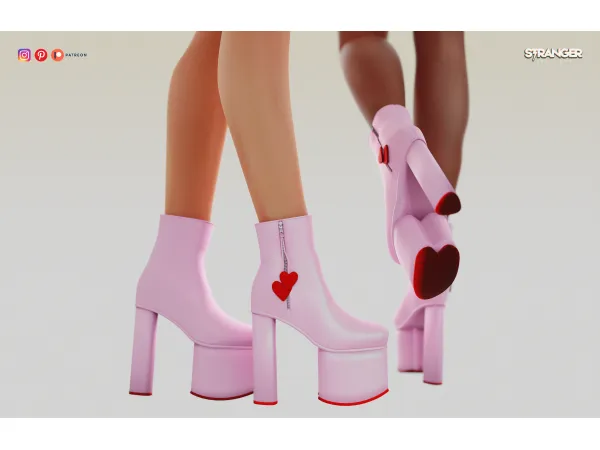Alpha Valentine's Boots Gift by stranger creations - The Sims 4 Custom Content