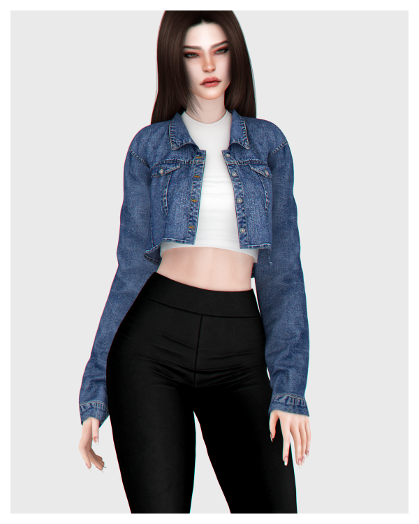 Alpha Crop Denim Jacket and Tank by simsfinds - The Sims 4 Custom Content