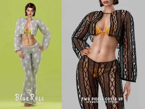 Alpha Two Pieces Cover Up Acc BRsims by bluerose-sims - The Sims 4 Custom Content