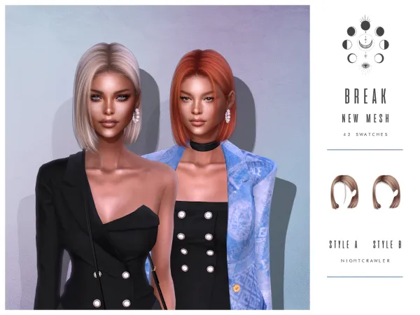 Alpha nightcrawler break hair by nightcrawler - The Sims 4 Custom Content