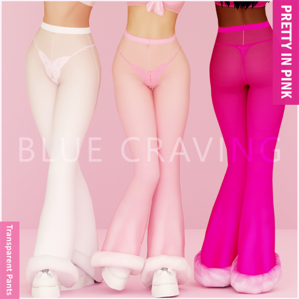 Alpha Blue Craving Transparent Pants by bluecraving - The Sims 4 Custom Content