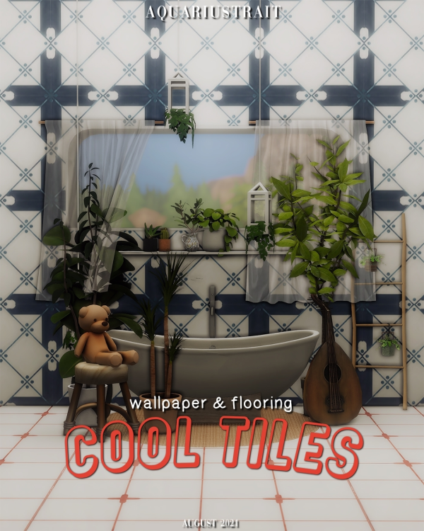 Mix Cool Tiles Set by simsfinds - The Sims 4 Custom Content