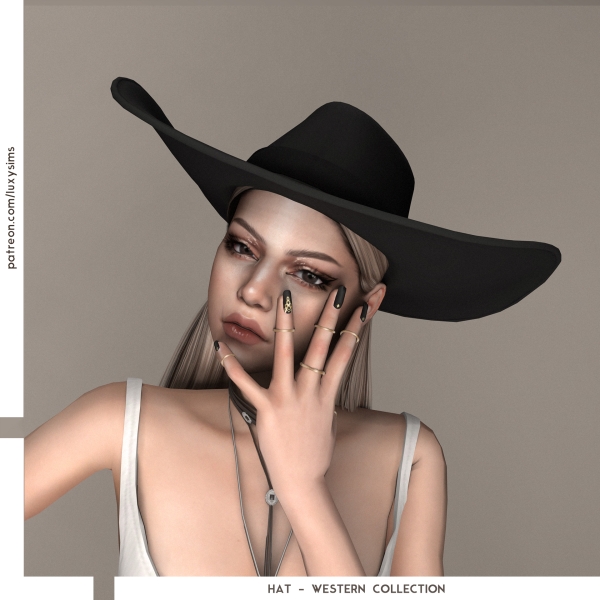 Mix Hat Western Collection by luxysims - The Sims 4 Custom Content
