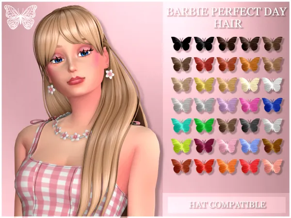 Maxis Match BARBIE PERFECT DAY HAIR by mirroreddreamscc - The Sims 4 Custom Content