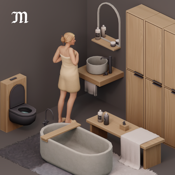 Maxis Match SERENE BATHROOM by simsfinds - The Sims 4 Custom Content