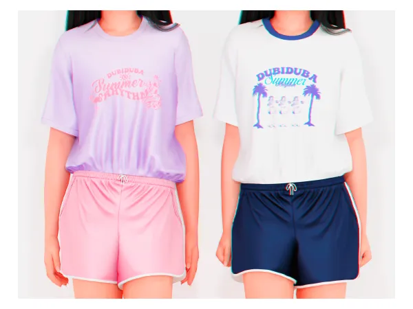 Alpha Summer T Shirt Shorts (Child Version) - The Sims 4 Custom Content