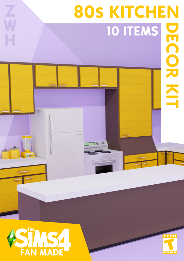 Maxis Match 80s Kitchen Decor Kit by simsfinds - The Sims 4 Custom Content