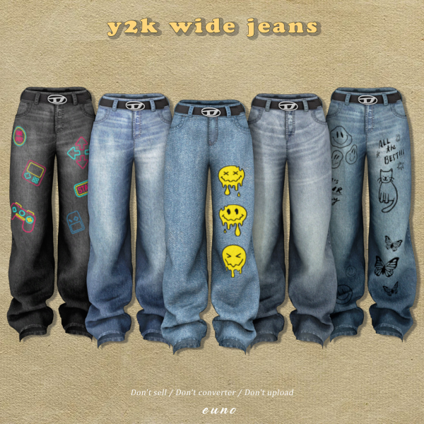 Alpha wide jeans by simsfinds - The Sims 4 Custom Content