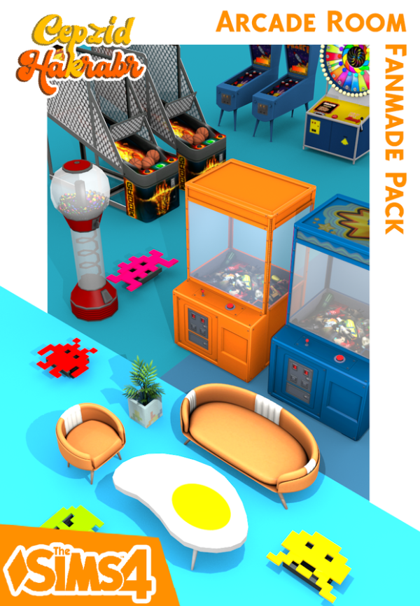 Maxis Match Arcade Room Fanmade Pack by simsfinds - The Sims 4 Custom Content