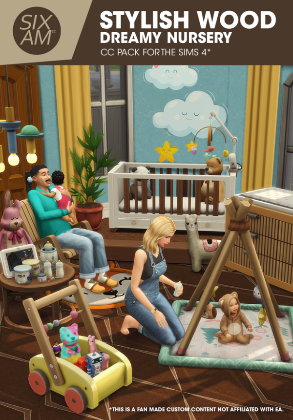 Maxis Match Stylish Wood Dreamy Nursery by simsfinds - The Sims 4 Custom Content