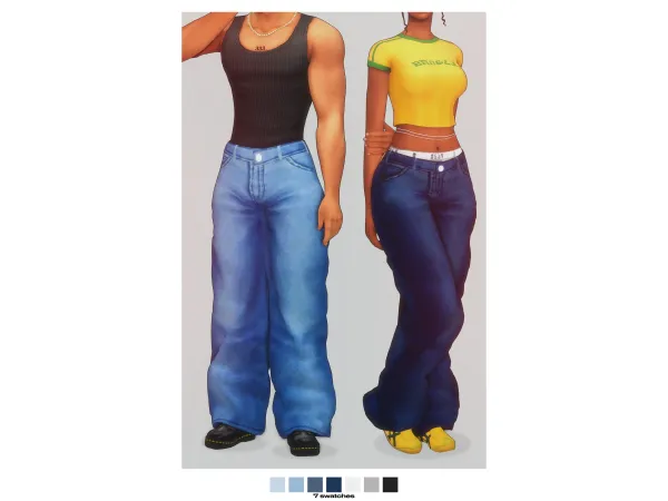 @backtrack-cc's Low Waist Loose Baggy Denim Jeans recolored in a maxis match style