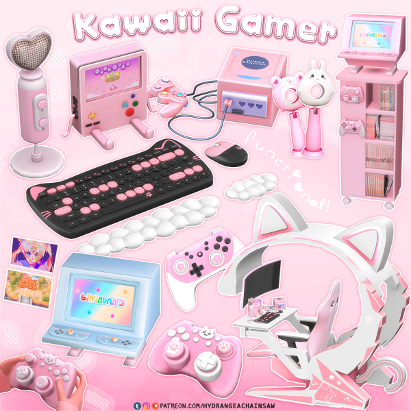 Mix Kawaii Gamer freebies Gamecube Heart Mic by hydrangeachainsaw - The Sims 4 Custom Content
