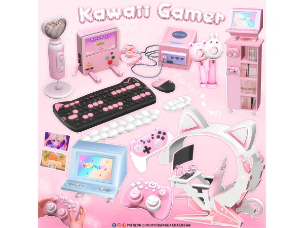 Kawaii Gamer freebies: Gamecube & Heart Mic 🌸🎮  by Hydrangea