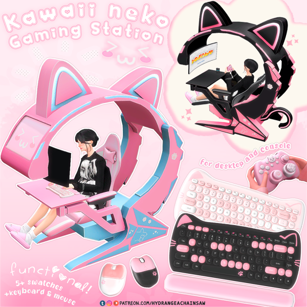 Alpha Kawaii Neko Gaming Station by hydrangeachainsaw - The Sims 4 Custom Content
