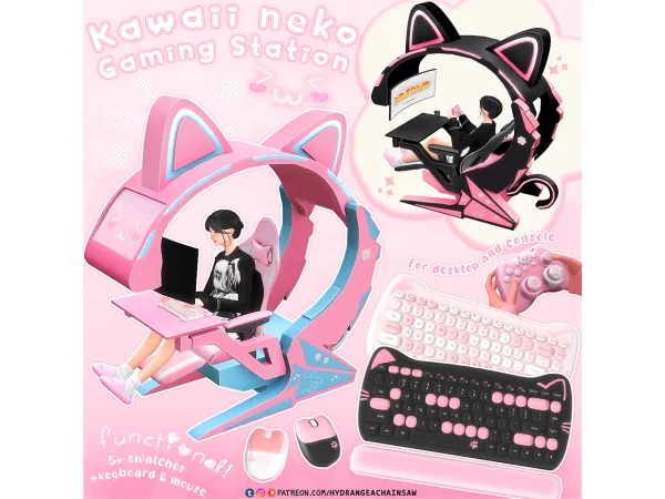 Kawaii Neko Gaming Station ≽^•⩊•^≼