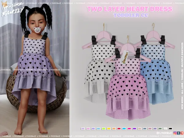 Alpha Two Layer Dress Toddler by simsfinds - The Sims 4 Custom Content