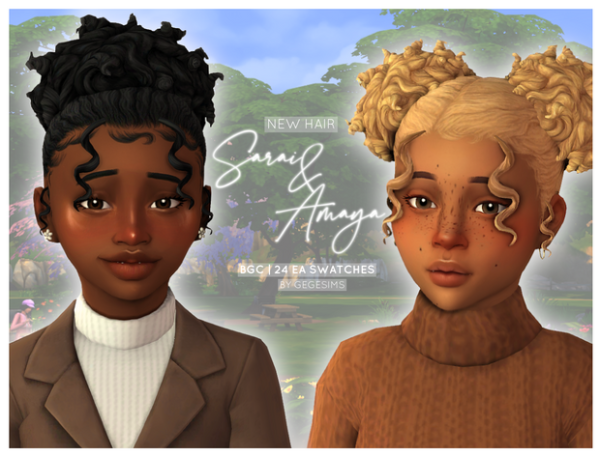 Maxis Match Sarai Hair Amaya Hair (child conversion) by simsfinds - The Sims 4 Custom Content