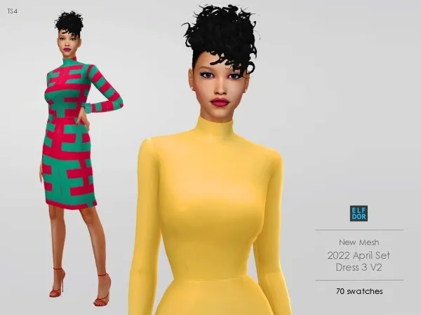 Maxis Match Modern Midi Dress by elfdor - The Sims 4 Custom Content