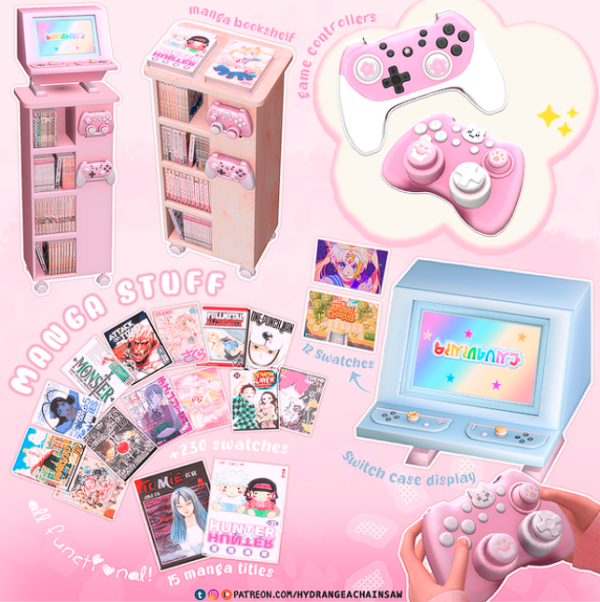 Mix Manga set by hydrangeachainsaw - The Sims 4 Custom Content