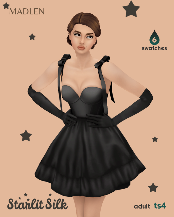 Maxis Match starlit silk dress by madlensims - The Sims 4 Custom Content