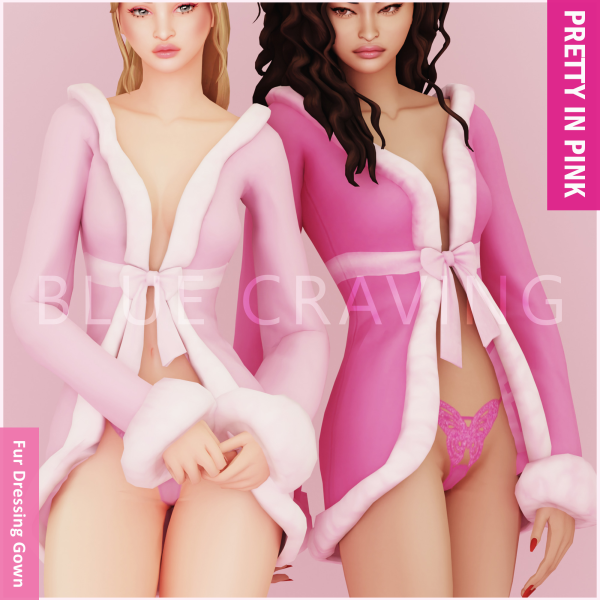 Maxis Match Blue Craving Fur Dressing Gown by bluecraving - The Sims 4 Custom Content