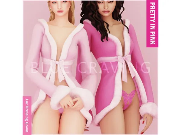 Maxis Match Blue Craving Fur Dressing Gown - The Sims 4 Custom Content