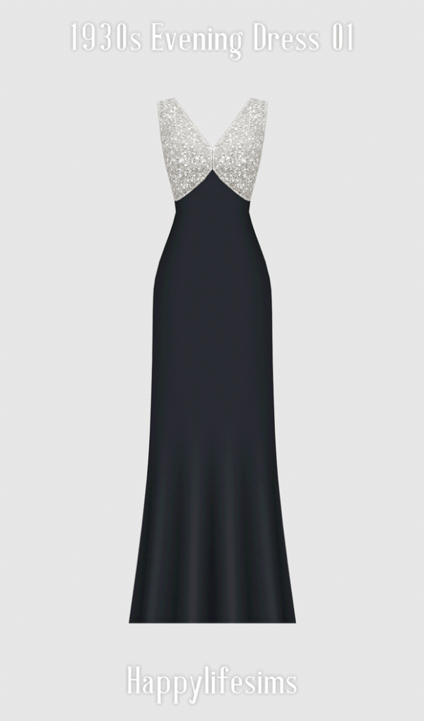 Lonelyboy] TS4 1930s Evening Dress 01 by HappyLifeSims (Koonam) - Sims 4 CC  - SimsFinds