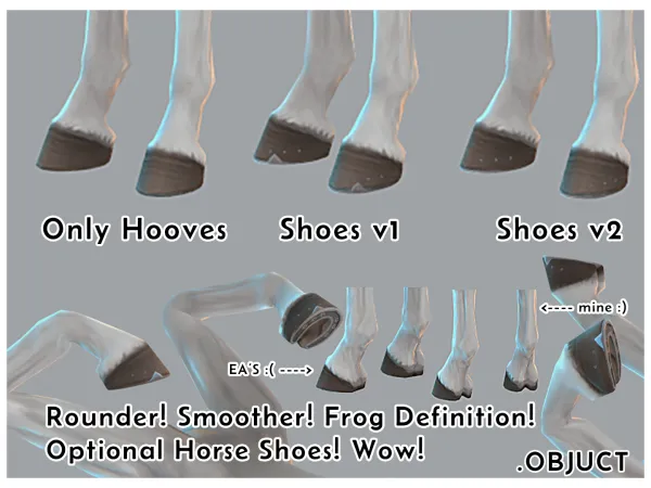 Maxis Match Default Hoof Replacement 3D Horseshoes by Objuct - The Sims 4 Custom Content