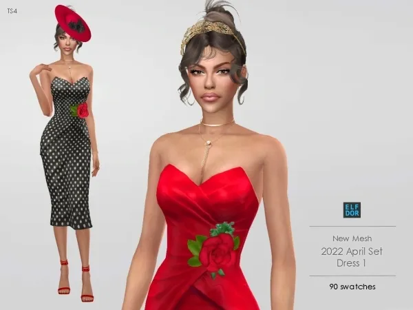 Maxis Match Fashionable Midi Dress by elfdor - The Sims 4 Custom Content