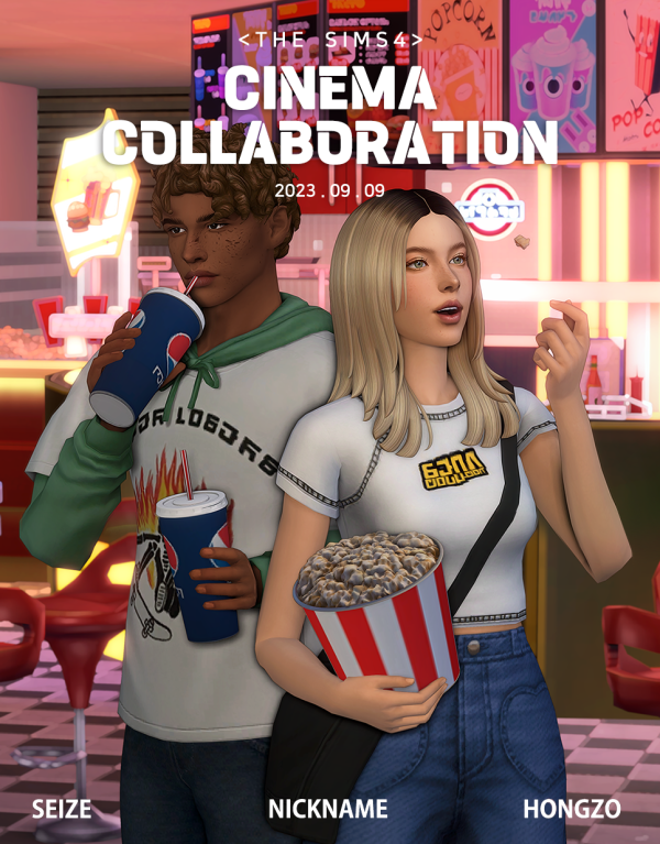 Alpha [SEIZE NICKNAME HONGZO] CINEMA COLLABORATION Poses by simsfinds - The Sims 4 Custom Content