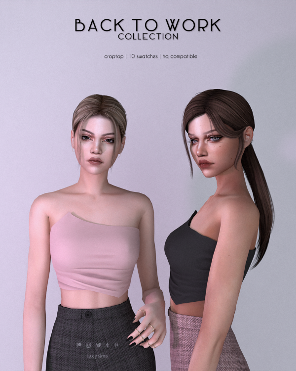Alpha Croptop Back to Work Collection by luxysims - The Sims 4 Custom Content