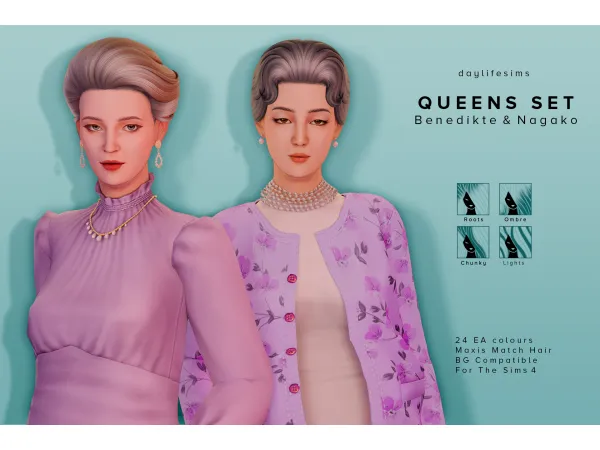 QUEENS HAIR SET - Nagako and Benedikte by Daylife Sims